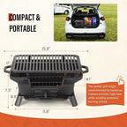 Hibachi Grill Outdoor, Portable Mini Charcoal Grill, Pre-Seasoned Cast Iron, Small Japanese Yakitori Tabletop Skillet Grill Stove for Outdoor Camping
