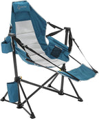 Arrowhead Outdoor Folding Hammock Camp Chair with Detachable Footrest, Stabilized Feet, Padded Headrest and Seat, Large Cup Holders, 300 LBS Weight Capacity, for Camping, Beach, Tailgating