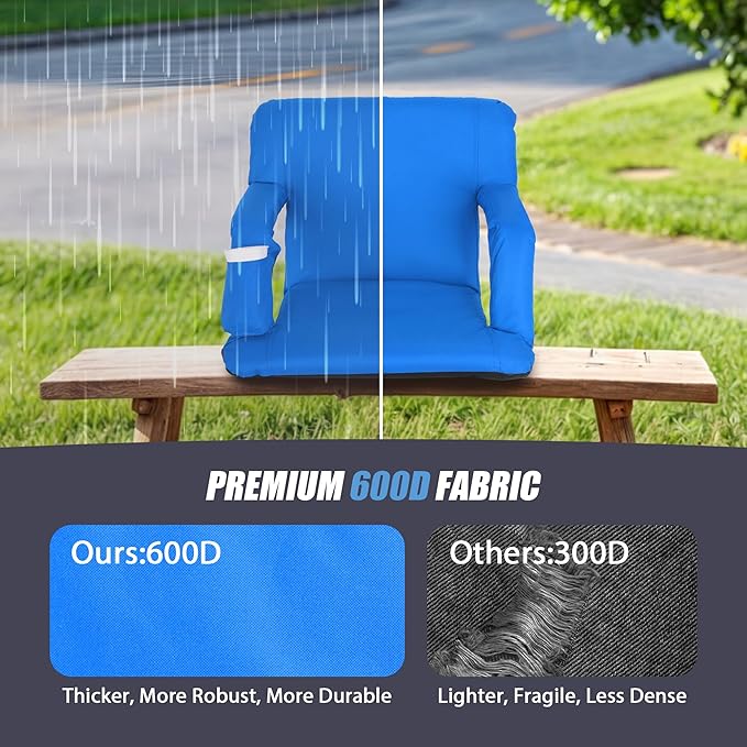 Nova Microdermabrasion 20.5"/25" Wide Stadium Seat for Bleachers w/Back Support Padded Cushion Portable Reclining Bleacher Seats Camping Stadium Chair Waterproof