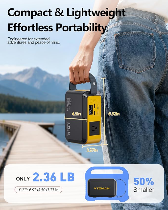 VTOMAN Jump100 88.8Wh/100W+Jump 600X 299Wh/600W Portable Power Station, LiFePO4 Battery Solar Generator for Camping, Hiking, Fishing, Home Backup