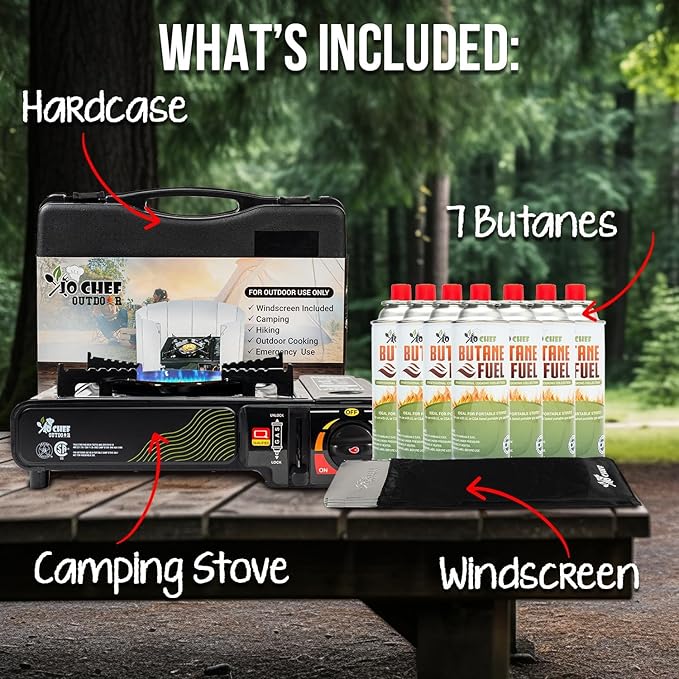 JoChef Butane Camping Stove - 9,500 BTU Portable Gas Stove