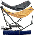 Tranquillo Combo x2 Hammocks with Stand for Outside & Tree Straps, Heavy Duty Hammock with Stand 600lbs for Indoor Outdoor Patio Backyard, x2 Hammocks for 2 Person (Combo - Yellow, Medium)
