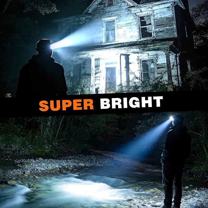 LED Headlamp Rechargeable 2 Pack - Super Bright Headlight Flashlight with Motion Sensor,Mens Birthday Gifts,IPX4 Waterproof 8 Modes Spotlight&Floodlight for Camping,Hunting,Fishing,Hiking,Running