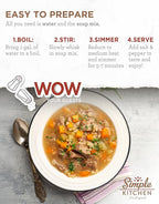 Simple Kitchen Vegetable Beef & Barley Soup Mix - 17 Servings for Family Meal Prep, Vegetarian, Gluten Free, Dehydrated & Freeze Dried Survival Food for Camping Meals & Hiking, Survival Kit, Pack of 4