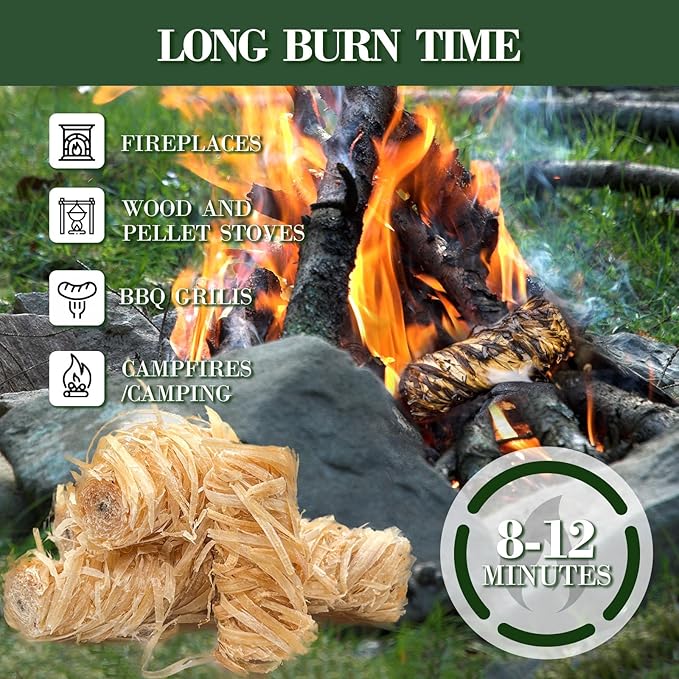 150PCS Fire Starter-Natural Fire Starters for Campfires, BBQ, Fireplaces, Barbecues, Chimneys, Fire Starters for Pizza Ovens, Fireplaces, Grills and Other Scenarios, Charcoal Starters