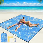 Beach Blanket Waterproof Sandproof Beach Mat 79" X 83"/10'x9'for 2-8 Adults Quick Drying Outdoor Picnic Mat Beach Accessories for Travel, Camping, Hiking