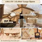 Coody Inflatable Canvas Camping Tents with Stove Jack – Premium Air Beam Family Glamping Tent, Breathable Cotton Canvas, Fast Setup Air Tent with Pump