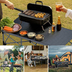 Anbte Camping Table Foldable, 2 Adjustable Height 34.2”, Large Roll Up Camping Table Support 264lbs with Storage Basket and Bag, Aluminum Outdoor Table, for Picnic Travel BBQ, 39.4” x 19.7”, Black