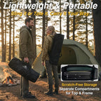 Portable Camping Table with Adjustable Height, Lightweight Aluminum Roll Top Folding Camp Table with Storage Pockets & Dual-Compartment Bag, Heat-Resistant, for RV, Picnic, BBQ, Outdoor (L)