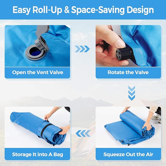 Goplus 2 Person Self-Inflating Camping Sleeping Pad, Black, 74 x 52 inch