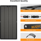 200 Watts Flexible Solar Panel, N Type Portable Bendable 24 Volts 10BB Mono Cell 25.3% Efficiency for RV Camping Home Boat Marine Curve Surface Black