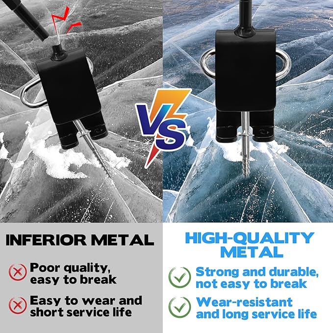 2 PCS Universal Ice Anchor Tools, Heavy Duty Ice Fishing Anchor Power Drill Adapter, Ice House Anchors for Ice Insert Sewing, Durable Metal Winter Ice Fishing Accessories for Ice Shanty Tent Setup