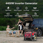 4400-Watt Portable Inverter Generator, Gas Powered, CO-Sensor, Lightweight & Quiet for Home Use and Emergency Backup, Camping, EPA Compliant