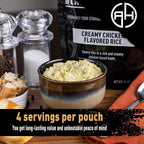 Ready Hour Creamy Chicken Flavored Rice Case Pack – Freeze-Dried Emergency Food with a Long 25-Year Shelf Life, Shelf-Stable Camping Meal and Survival Kit, – 24 Servings (6 Pouches)