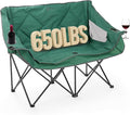 ARROWHEAD OUTDOOR Portable Folding Double Duo Camping Chair Loveseat w/ 2 Cup & Wine Glass Holder, Carrying Bag, Supports up to 500lbs