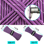 VVAAGG Reflective Paracord Rope 100FT, 7 Strand Nylon para Cord Lanyard Utility 550 Parachute Cord, 4mm Thin Tent Rope for Outdoor Camping Hiking