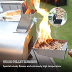 BIG HORN OUTDOORS 12" Multi-Fuel Outdoor Pizza Oven – 3-in-1 Wood-Fired, Gas & Electric Compatible (Burners Sold Separately), Pellet Pizza Oven Portable Pizza Maker for Backyard, Camping & Tailgating