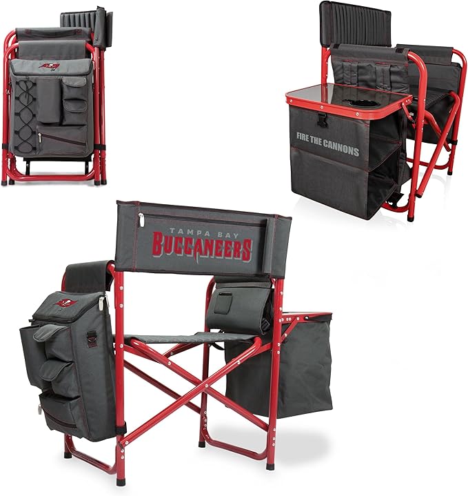 Picnic TIME NFL Unisex-Adult NFL Fusion Camping Chair with Side Table and Soft Cooler, Beach Chair for Adults, Lawn Chair