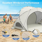 Beach Tent Sun Shelter, Beach Shade Tent with UPF50+ UV Protection, Sun Shelter for 1-4 Person, Beaches Shade with 2 Zippered Doors, Portable Tents for Camping Fishing, Beige
