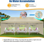 HOTEEL 10x30 Pop up Canopy Tent for Parties, Heavy Duty Easy Setup Tent with 5 Sidewalls, Outdoor Commercial Instant Gazebo for Wedding Event, with Roller Bag & Sand Bags, Khaki(Hexagonal Frame)