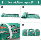 Bunnikins & Clover Toddler Nap Mat with Removable Pillow, Nap Mats for Preschool, Easy Clean Toddler Nap Pad for Kindergarten, Kids Sleeping Bag for Travel Camping