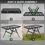 REDCAMP Folding Grill Table for Outside, Portable Metal Aluminum Outdoor Grill Table with Adjustable Height Pull-Out Square Tube Legs, Great for Camping Picnic Cooking BBQ, 36" L x 24" W