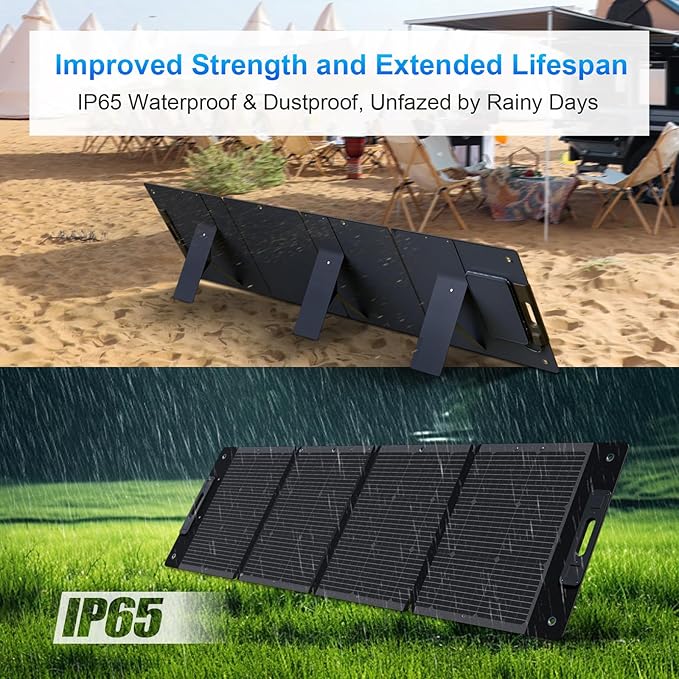 210W Portable Solar Panel, Waterproof Foldable Solar Panel Power Backup, Solar Charger for Power Station RV Camping Off Grid