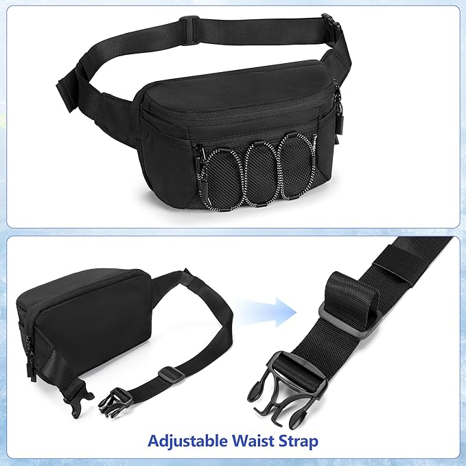 Fanny Pack Cooler, Insulated Waist Pack Snack Bag, Portable Hip Pack for Beach, Camping and Hiking, Black