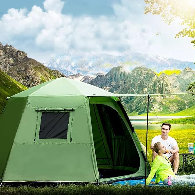 Travel Tent Outdoor Camping Tent Double Layer Waterproof Windproof Oversized Family Party Camping Tent
