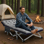 ABORON XXL Camping Cot for Adults, Oversized 78"×32" Folding Camping Bed, 900LBS Heavy Duty Outdoor Sleeping Cot with Mattress Pad, 1200D Oxford, Portable with Carry Bag