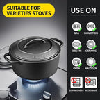 Pre-Seasoned Cast Iron Dutch Oven Pot with Lid Dual Handle, Sourdough Bread Baking Pots, Bread Oven, Camping, Grill, Induction, Electric, Round 5 Quart, Black