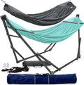 Tranquillo Combo x2 Hammocks with Stand for Outside & Tree Straps, Heavy Duty Hammock with Stand 600lbs for Indoor Outdoor Patio Backyard, x2 Hammocks for 2 Person (Combo - Sky, Medium)