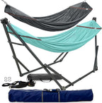 Tranquillo Combo x2 Hammocks with Stand for Outside & Tree Straps, Heavy Duty Hammock with Stand 600lbs for Indoor Outdoor Patio Backyard, x2 Hammocks for 2 Person (Combo - Sky, Medium)