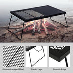 REDCAMP Folding Campfire Grill, Heavy Duty Steel Mesh Grate, 23.6" Portable Camping Grates Over Fire Pit, Campfire Cook Equipment with Legs Carrying Bag, Grilling Rack for Outdoor Open Flame Cooking