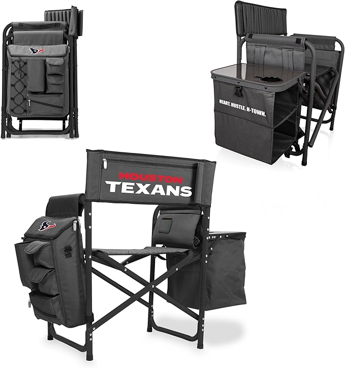 Picnic TIME NFL Unisex-Adult NFL Fusion Camping Chair with Side Table and Soft Cooler, Beach Chair for Adults, Lawn Chair