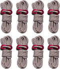 8 Pack High-Reflective Guy Lines 4mm Tent Cords High-Strength Lightweight Camp Ropes with Aluminum Adjuster Tensioner for Tent, Tying Down Tarps, Camping, Outdoor Packaging (Khaki)