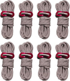 8 Pack High-Reflective Guy Lines 4mm Tent Cords High-Strength Lightweight Camp Ropes with Aluminum Adjuster Tensioner for Tent, Tying Down Tarps, Camping, Outdoor Packaging (Khaki)