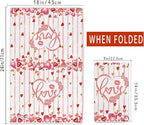 Valentines Day Kitchen Towels, Valentine Towels Set of 2, Gnomes Love Hearts Roses Happy Valentine's Day Hand Dish Tea Towels for Bathroom Housewarming Gifts Decorations for Home (18x28 Inches)