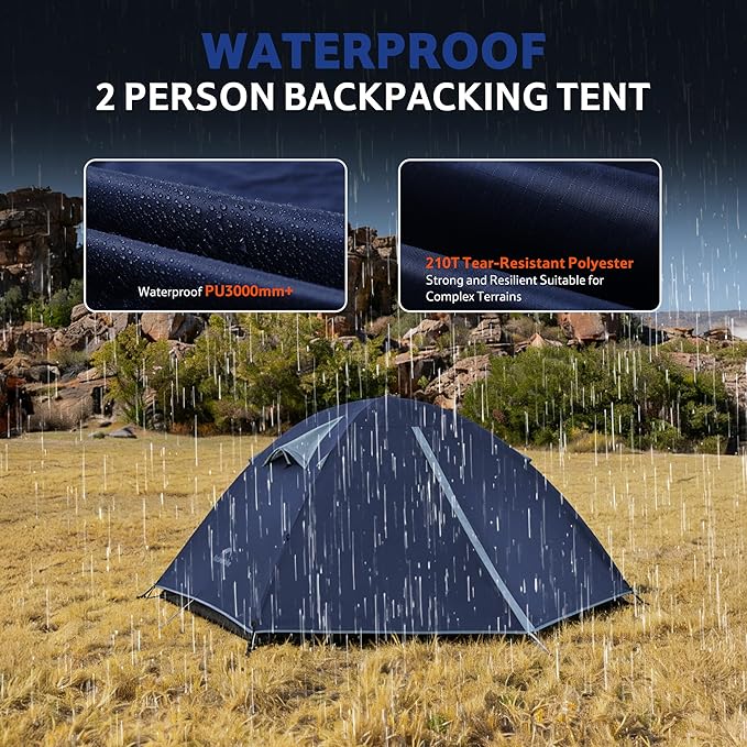 Naturehike Bleik 2-3 Person Camping Tent, Waterproof Double Layer Lightweight Backpacking Tents for Camping