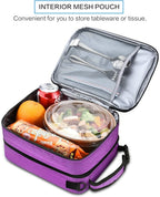 Tirrinia Expandable Insulated Lunch Bag for Men Women – Leakproof Reusable Cooler LunchBox for Kids & Adults with Shoulder Strap, Perfect for Work, School, Office, Travel,Purple