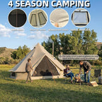 DANCHEL OUTDOOR B2 Portable Yurt with Stove Jack for Winter Camping, 4 Season Bell Tent Large Hot Tent 4/6 Person Family Camping Glamping Party 300D Oxford Khaki, 13ft/16.4ft