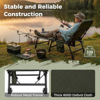 Goplus Oversized Foldable Fishing Chair for Adults, Heavy Duty All-Terrain Camping Chair with Detachable Footrest, Padded High-Back, Armrest, Adjustable Feet, Portable Recliner for Outdoor Patio Beach