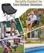 KingCamp Oversized XL Camping Chair, Heavy Duty 500lbs Folding Couch for Adults, Padded Large Comfortable Sofa Seat with Cooler Bag Cup Holder for Outdoor Sports Fishing Patio Lawn