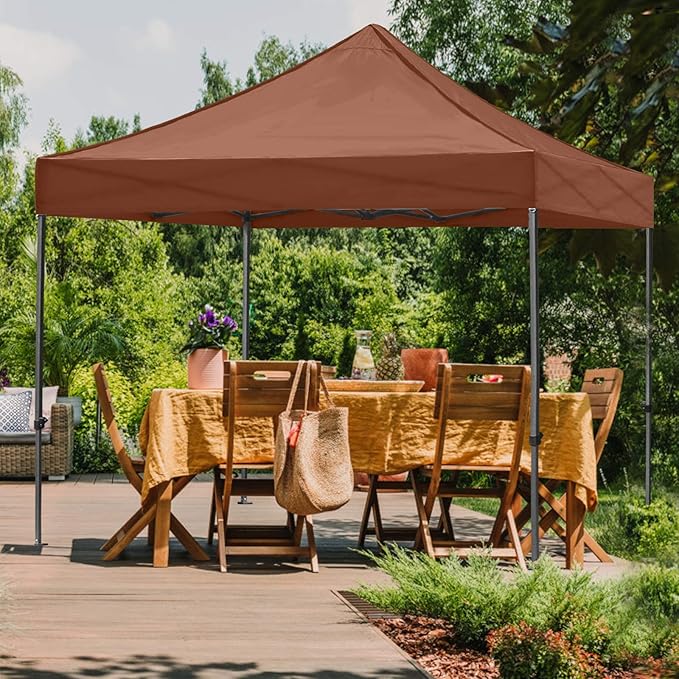 HLong 10x10 Heavy Duty Pop-Up Canopy Tent Commercial Grade, Brown