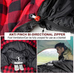 0 Degree Flannel Double Sleeping Bag for Adults, Couples or Family - Winter Queen Size Waterproof & Warm 2-Person Sleeping Bag for Cold Weather Camping, RV Travel
