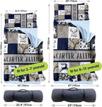 Personalized Toddler Nap Mats for Preschool, Custom Name Kids Sleeping Bag for Daycare, Roll Up Sleeping Mat with Removable Pillow and Soft Dot Minky Blanke for Boys Camping Travel