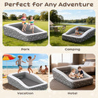 Inflatable Toddler Air Mattress with Built-in Pump - 67 Inches Safety Four Side Inflatable Toddler Travel Bed - Portable Toddler Bed for Outdoor Camping - Easy to Inflate, Deflate and Clean, Grey