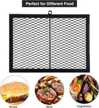 Lineslife Swivel Campfire Grill Grate, Adjustable Heavy Duty Steel Open Fire Grill Rack, Fire Pit Grill Grate Over Fire Pit with Carrying Bag for Outdoor Camping BBQ, Rectangle Black