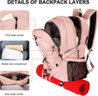 Goloni 45L Hiking Backpack Lightweight Foldable, Waterproof Camping Backpack with Rain Cover & Hiking Pole Mat Carrying System, Ergonomic Water Resistant Daypack for Trekking Travel Men Women Pink