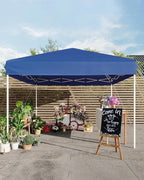 10x10FT Pop Up Canopy, Outdoor Canopy Tent with SandBag & Carry Bag for Commercial Events, Camping, Backyard Parties, Blue